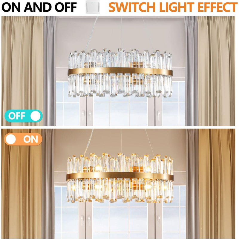 23.6 Inches Luxury Chandeliers Crystal Living Room Bedroom Decorative Lights Simple Modern Dining Room LED Lighting,for Home Decor (Bulbs Not Included)