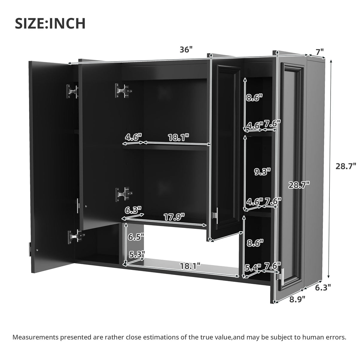 Wall Mounted Bathroom Cabinet With 5 Adjustable Shelves, photo 27 of 40