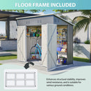 4x8 Slope-Roof Reinforced Storage Shed with Weatherproof Sloping Roof & 4 Air Vents, Heavy-Duty Sturdy Metal Frame, Left/Right Optional Door, Outdoor Tool Shed Warehouse for Garden Storage Pet House by Montret