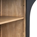 4-Door Large Storage Sideboard Buffet Cabinet with Glass Doors Arched Cabinet (Black)
