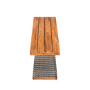 Outdoor 6 Pieces Acacia Wood Dining Set with Cushion and Handwoven Rattan Legs