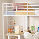 Twin Loft Bed with Desk and Storage Wardrobe, Heavy Duty Loft Bed with Stairs and Metal Grid, Twin Size Loft Bed, No Box Spring Needed, White Loft Bed Twin Size-White