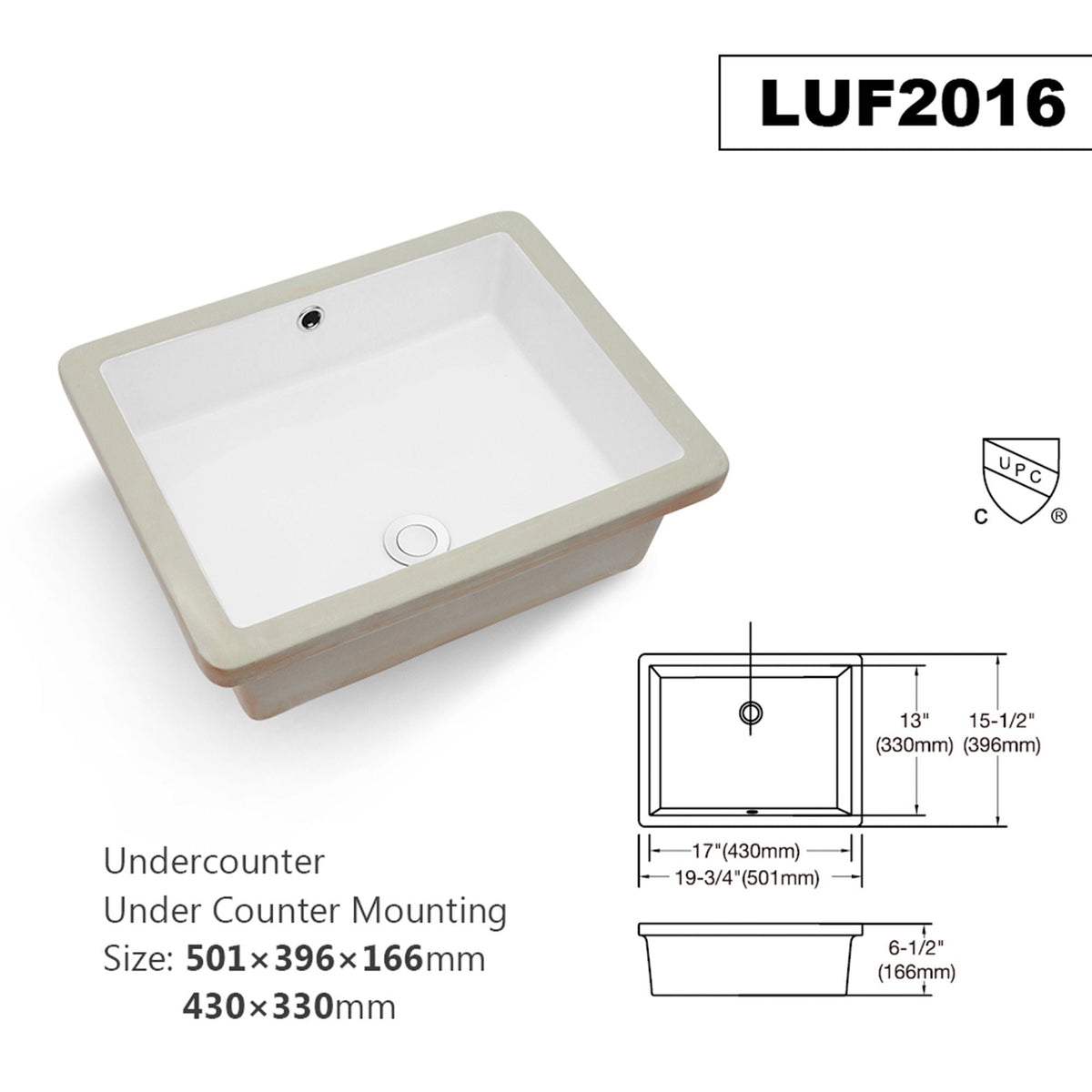 Modern Rectangular Undermount Bathroom Sink With Overflow Ceramic, photo 11 of 20