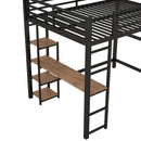 Loft Bed With Built In Desk And Storage Shelves, Full Size - Black by HouseOfZazla