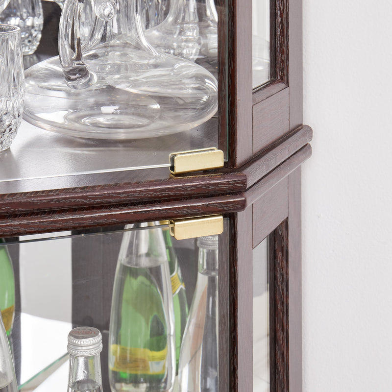 Corner Glass Cabinet Lighted Curio Cabinet in Dark Cherry, photo 5 of 9