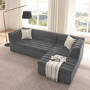 Upholstered L-Shaped Modular Sectional Sofa With Chaise, Wave-Shaped Armrest by HouseOfZazla