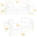 75.2'' Wide Upholstered Chaise Lounge Indoor with Nailheads,Sleeper Sofa Couch With 4 Throw Pillows&2 Bolsters,Daybed with Rubberwood Legs For Living Room,Bedroom, Apartment,Guestroom,Beige Chenille