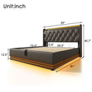 Upholstered Bed, 360 Surround LED Function, Remote Control, Hydraulic Storage Bed With USB, Type-C Charging (Without Mattress) by HouseOfZazla