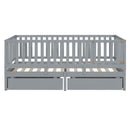Daybed With Fence Guardrails And 2 Drawers, Split Into Independent Floor Bed & Daybed by HouseOfZazla