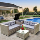 4 Piece Patio Sectional Wicker Rattan Outdoor Furniture Sofa Set With Storage Box by HouseOfZazla