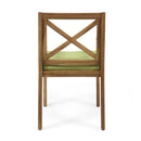 7 Pieces Acacia Wood Outdoor Dining Set with Green Cushions by HouseOfZazla