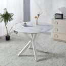 Cross Leg Dining Table With Round Top, For 4 - 6 People - White by HouseOfZazla