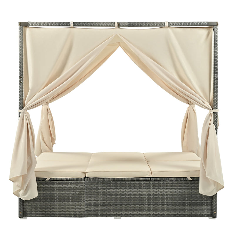 Adjustable Sun Bed With Curtain, High Comfort, With 3 Colors