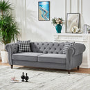 Chesterfield Upholstery Fabric Sofa With Roll Armrest & Nailhead by HouseOfZazla