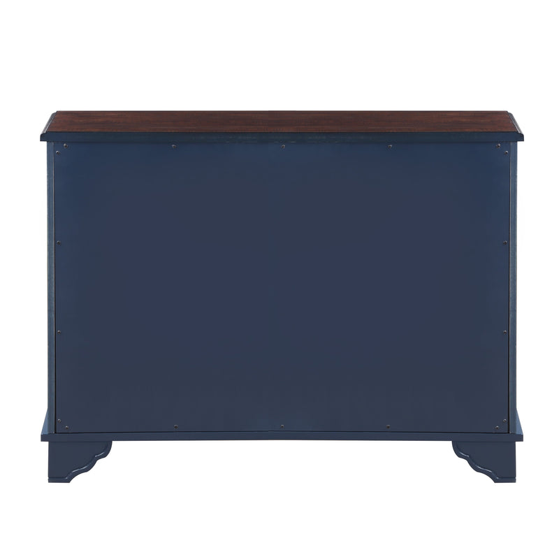 40" Console Table with Storage Shelf, Retro Entryway Table with Adjustable Storage Shelf, Sofa Couch Table for Hallway, Entry Way, Living Room, Foyer, Navy Blue and Brown Top