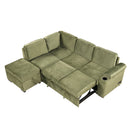 87.4" Sleeper Sofa Bed,2 in 1 Pull Out sofa bed L Shape Couch with Storage Ottoman for Living Room,Bedroom Couch and Small Apartment, Green