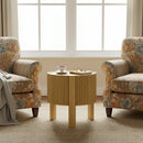 Round Fluted Side Table with Storage