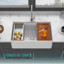 Kitchen Sink Workstation 33" Single Bowl Sink With Work Surface - White by HouseOfZazla