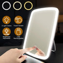 5.98x8.62in Lighted Makeup Mirror Vanity Desk Mirror Small LED Mirror with 3 Light Colors Touch Screen Brightness Adjustable USB Rechargeable