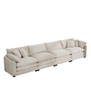 Modern Upholstered 4 Seater Fabric Sofa With Arm And Throw Pillows by HouseOfZazla