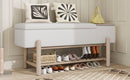 TREXM Farmhouse Upholstered Storage Bench with Hidden Compartment