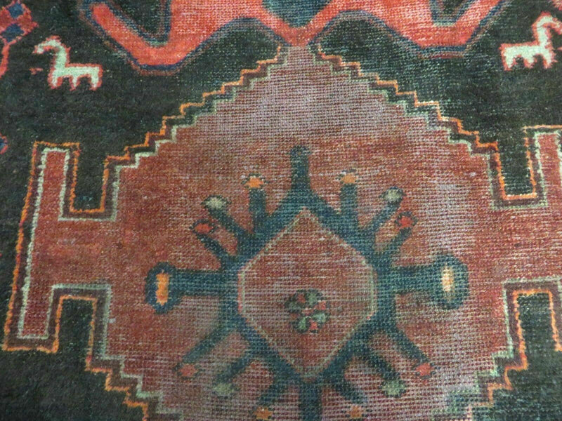 4' X 8' Antique Handmade India Geometric Oriental Tribal Wool Rug Red