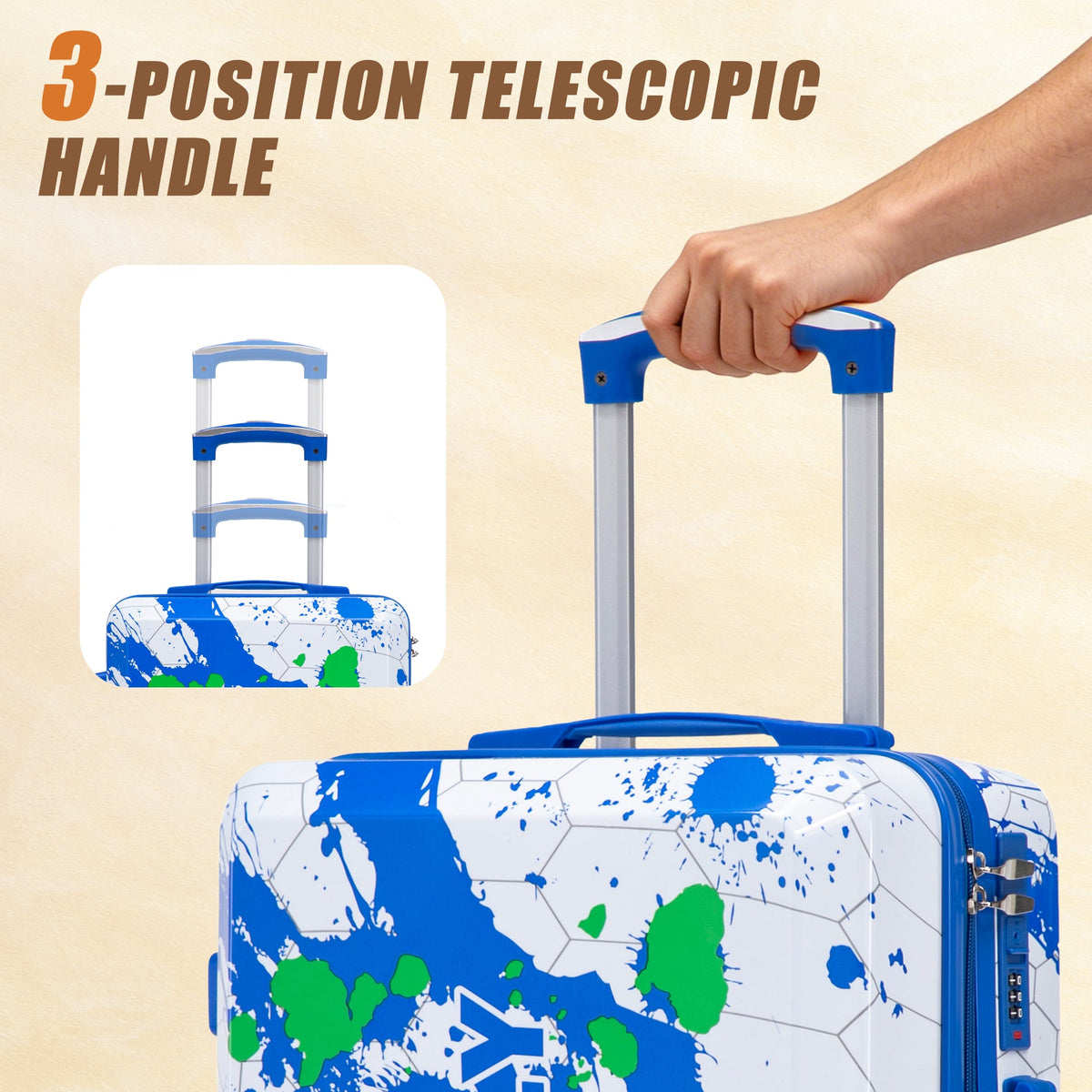 3-Piece PC Spinner Wheel Luggage Set in Blue, photo 5 of 10