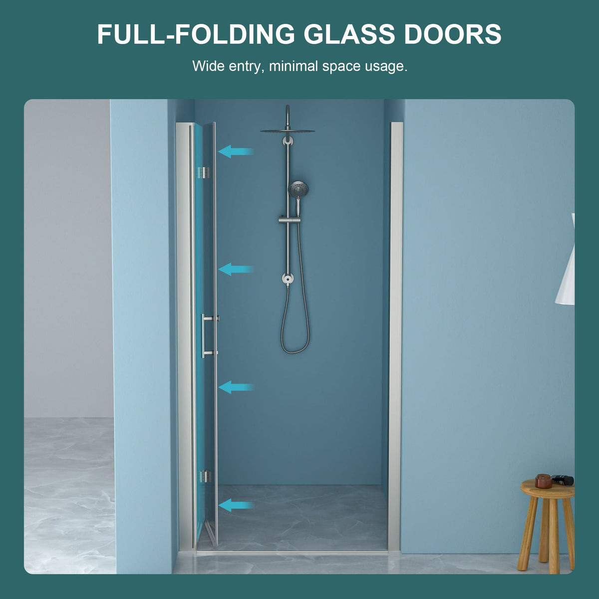 Fold Frameless Shower Door With Tempered Glass, photo 26 of 40