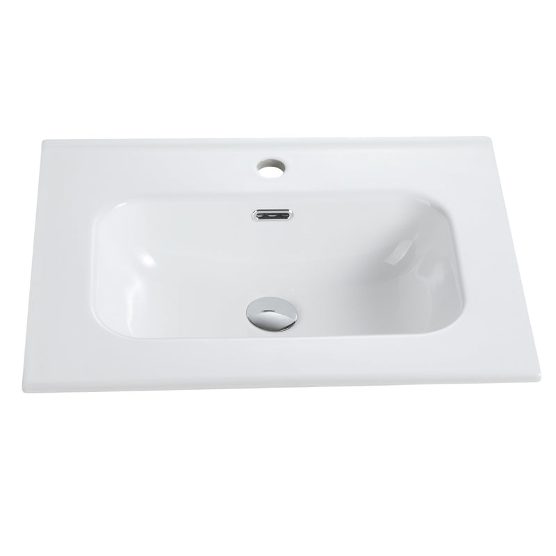 Glossy White Ceramic Integrated Sink, photo 9 of 10