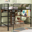 Full Size & Loft Bed With L-Shaped Desk And Shelves - Black by Unique Piece Furniture