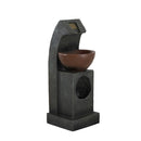 Sculptural Water Fountain With Bowl Basin, With Light And Pump, For Indoor And Outdoor - Brown / Black by HouseOfZazla