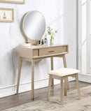 Maly - Contemporary Wood Vanity And Stool Set - Gold by HouseOfZazla