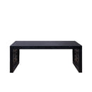 Rustic Carved Wood Coffee Table, Handcrafted Look With Ornate Side Panels