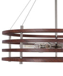 Catalina 24"W 6-Light Polished Nickel Drum Modern Pendant Mahogany Wood Finish Shade by LampsUSA