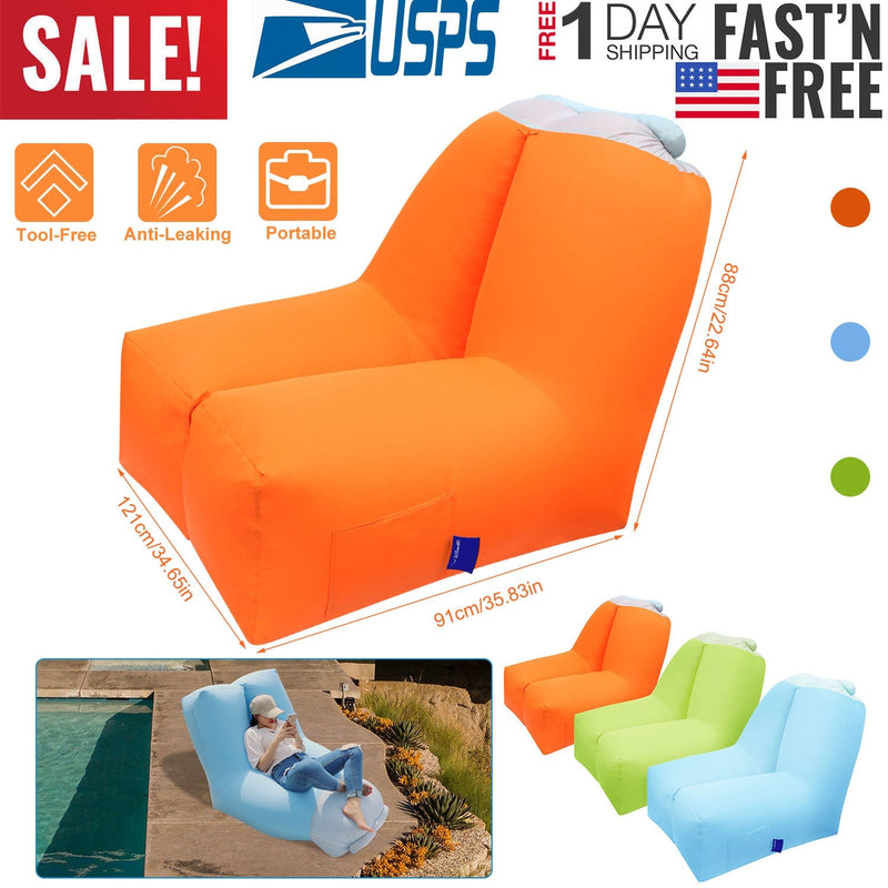 Inflatable Lounger Air Sofa Chair Couch w/ Portable Organizing Bag Waterproof Anti-Leaking for Backyard Lakeside Beach Traveling Camping Picnics, photo 5 of 8