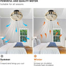 Beaded Fan lamp Wood Beaded Chandelier Oak White