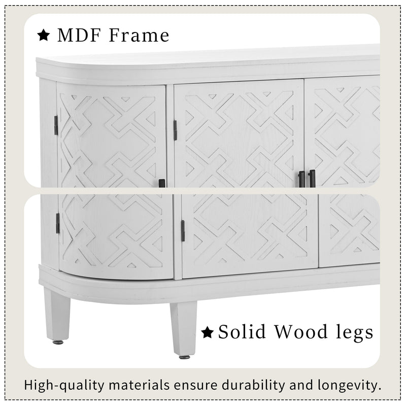 Accent Storage Cabinet Sideboard Wooden Cabinet with Antique Pattern Doors for Hallway, Entryway, Living Room