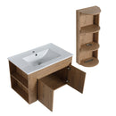 Modern Wall Mounted Bathroom Vanity With Sink And Storage Rack Soft Close Doors Plywood - Imitative Oak by HouseOfZazla