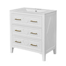 Retro Bathroom Vanity With Sink Combo, Free Standing Single Set With 3 Drawers by Unique Piece Furniture