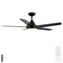 Ceiling Fan With Lights And Remote Control, Reversible DC Motor, 6 Speeds, 3 Cct Dimmable LED, Quiet Timer For Indoor - Black