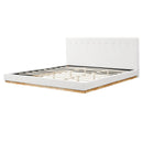 Solid Rubber Wood Platform Bed with Upholstered Headboard by HouseOfZazla