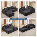 Modular Sectional With Arched Armrests, Includes 3 Back Cushions & 2 Throw Pillows by HouseOfZazla