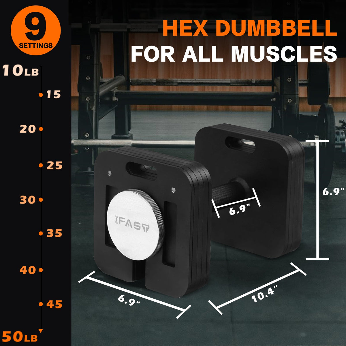 Square Dumbbell 9 in 1 Free Adjustable Dumbbell 50LBS, photo 2 of 7