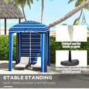 5.9' x 5.9' Portable Beach Umbrella, Ruffled Outdoor Cabana with Walls, Vents, Sandbags, Carry Bag, Blue Stripe