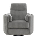 Sagen Charcoal Chenille Glider Recliner with Swivel