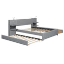 Upholstered Platform Bed With Reading Lights, Drawers, Trundle And Shelves by HouseOfZazla