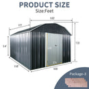 10 Ft X 12 Ft Outdoor Metal Storage Shed With Arch Roof With Lockable Doors For Backyard Garden Patio Lawn - Black by HouseOfZazla
