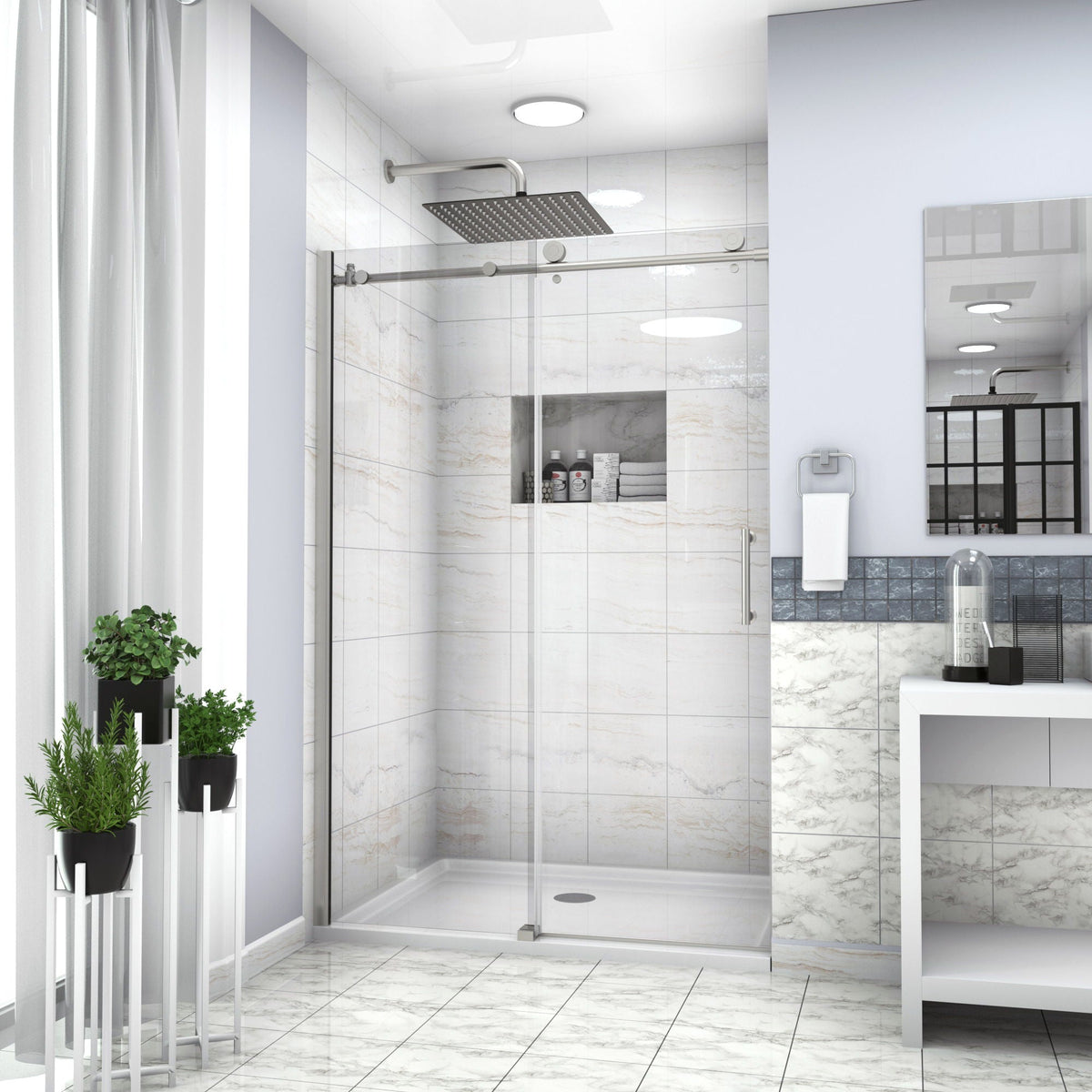Single Sliding Bypass Shower Door Enclosure With Tempered Glass, photo 28 of 33