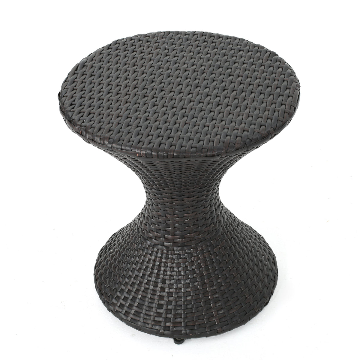 Outdoor 16-Inch Multi-Brown Wicker Hourglass Side Table, photo 6 of 8