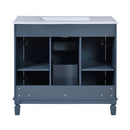 36" Bathroom Vanity With Ceramic Sink and Soft-Close Doors - Blue by HouseOfZazla